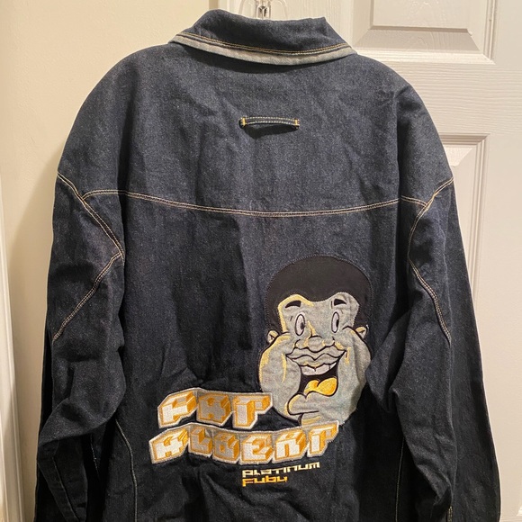 Fubu Fat AlBert Blue Long Sleeve Full Button up Pockets Vintage Denim Jacket - Picture 4 of 9